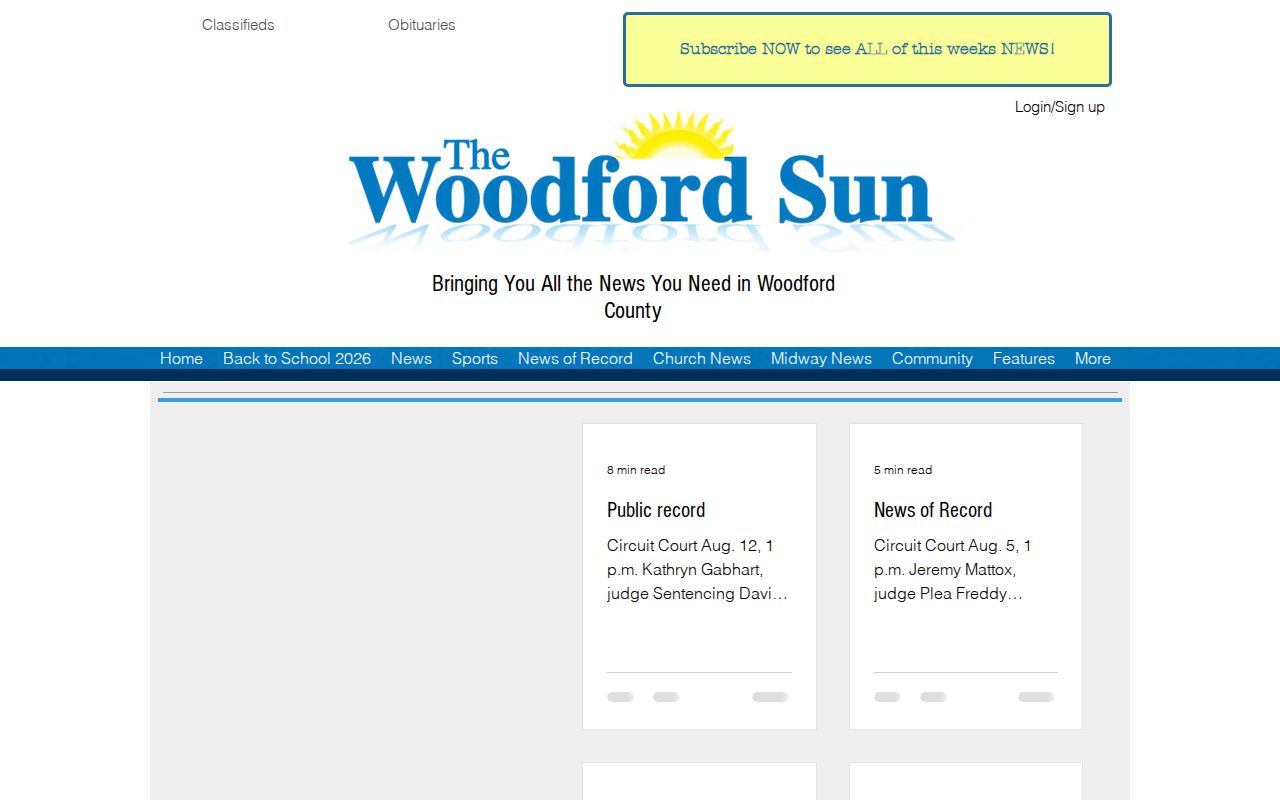 Woodford County crime news and public record section at the Woodford Sun