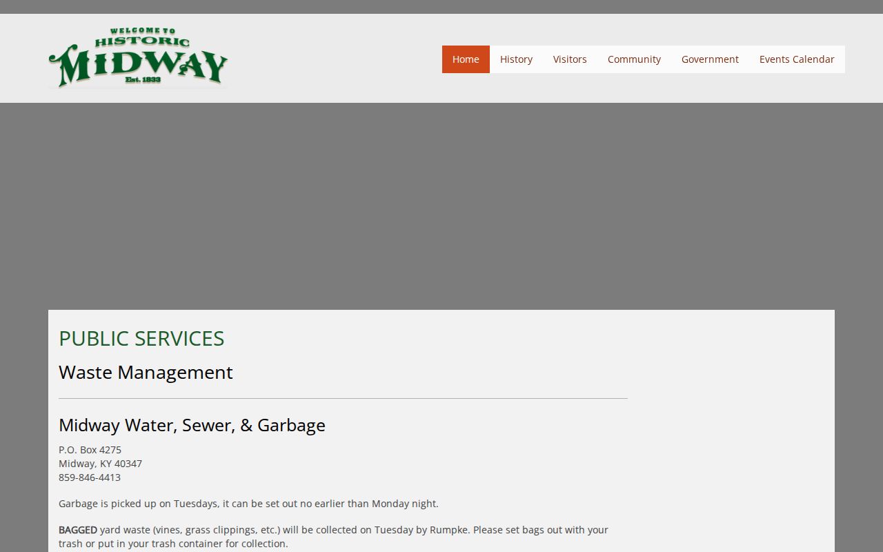 Official City of Midway public services and contact page